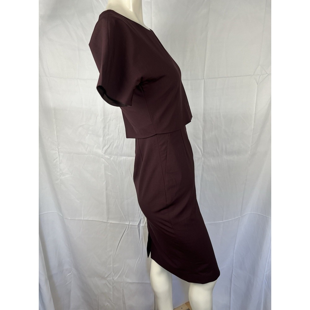J CREW Aubergine Stretch Refined Wool Overlay Sheath Dress sz US Size 0 - Picture 2 of 15